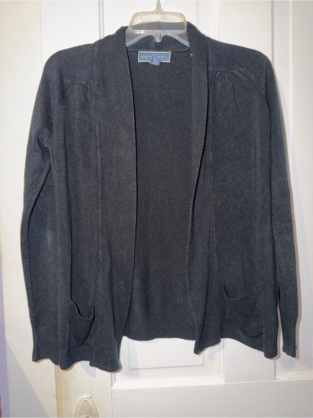 Karen Scott Black Open-Front Women's Cardigan Sweater